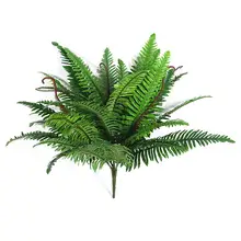 1pcs Green Simulation Persian Grass Artificial Green Plant Fake Palm Leaves Wall Hanging Plastic Bonsai Home Garden Decoration
