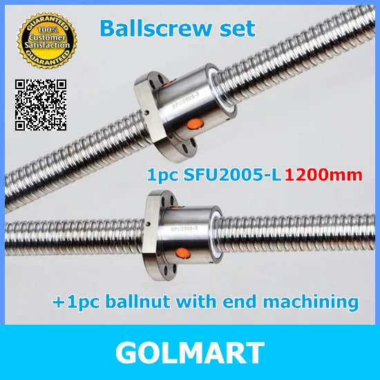 1 Set RM2005--1200mm Anti-backlashed Ballscrew &BF15/BK15 & 8*12mm Coupling 