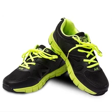 Sports Running Splicing leather Men Shoes Breathable Air mesh Rubber Elastic Massage Outdoor Comfortable Shoes