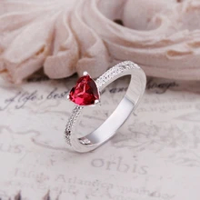 Горячая Распродажа! Новое модное посеребренное кольцо, посеребренное модное Ювелирное кольцо bague femme, Красный Циркон Любовь инкрустированные красным камнем R252-8