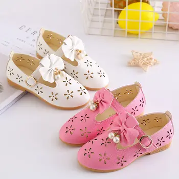 

1 2 3 4 5 6 7 8 9 10 11 12 Years Flower Little Girl Summer Hollow Sandals Shoes For Girls Beading Princess Party Leather Shoes