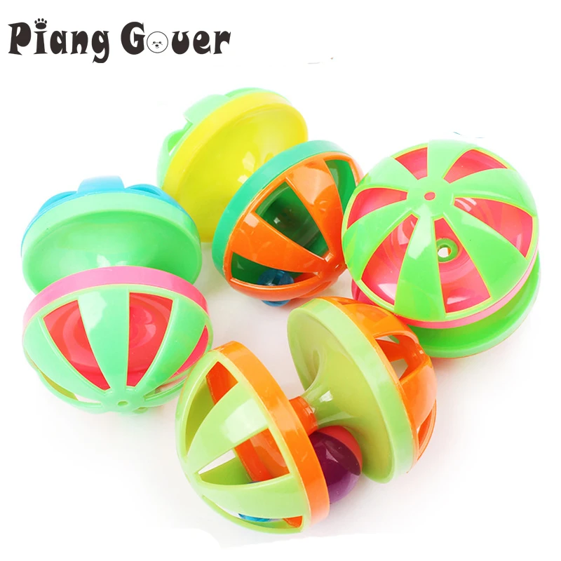Pet Plastic Dumbbell Cat Toys Two Small Bell Colorful Funny Training Sound Cats Toycat toy