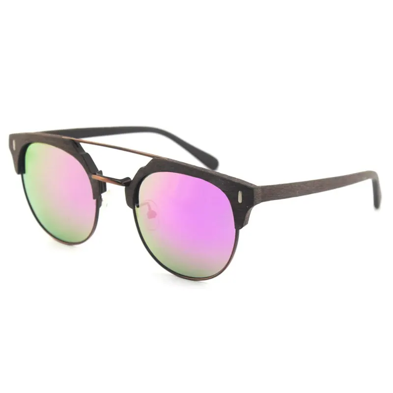 Ацетатные солнцезащитные очки «под дерево» поляризованные линзы солнцезащитные очки для мужчин и женщин с чехлом ручной работы BFW096 - Цвет линз: purple C19
