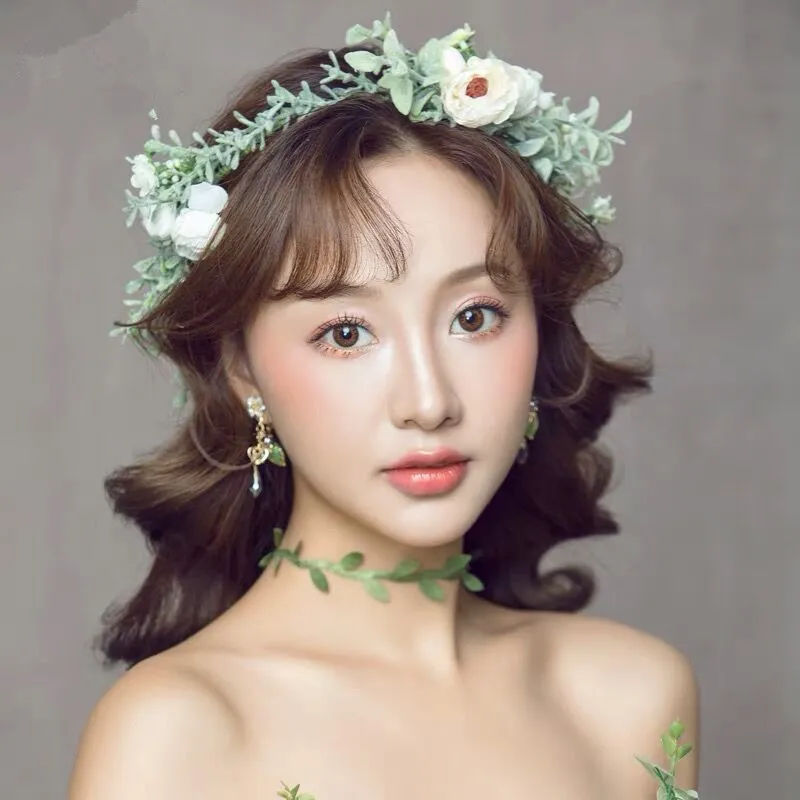 

Sen Girl Flower Bride Headwear Wreath styling head wedding bridesmaid Hair decoration Jewelry Vacation wedding Head Flower