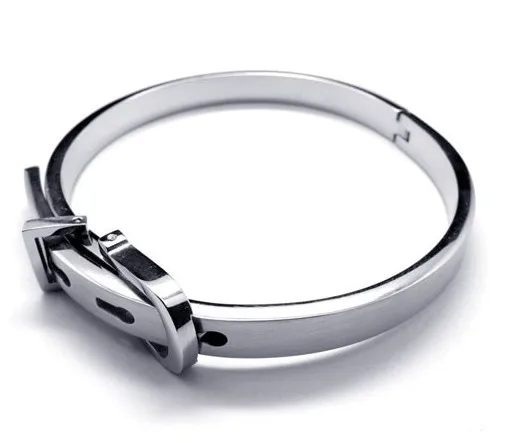 Мужская мода браслет из нержавеющей стали браслет манжета серебряная пряжка для ремня классический бренд