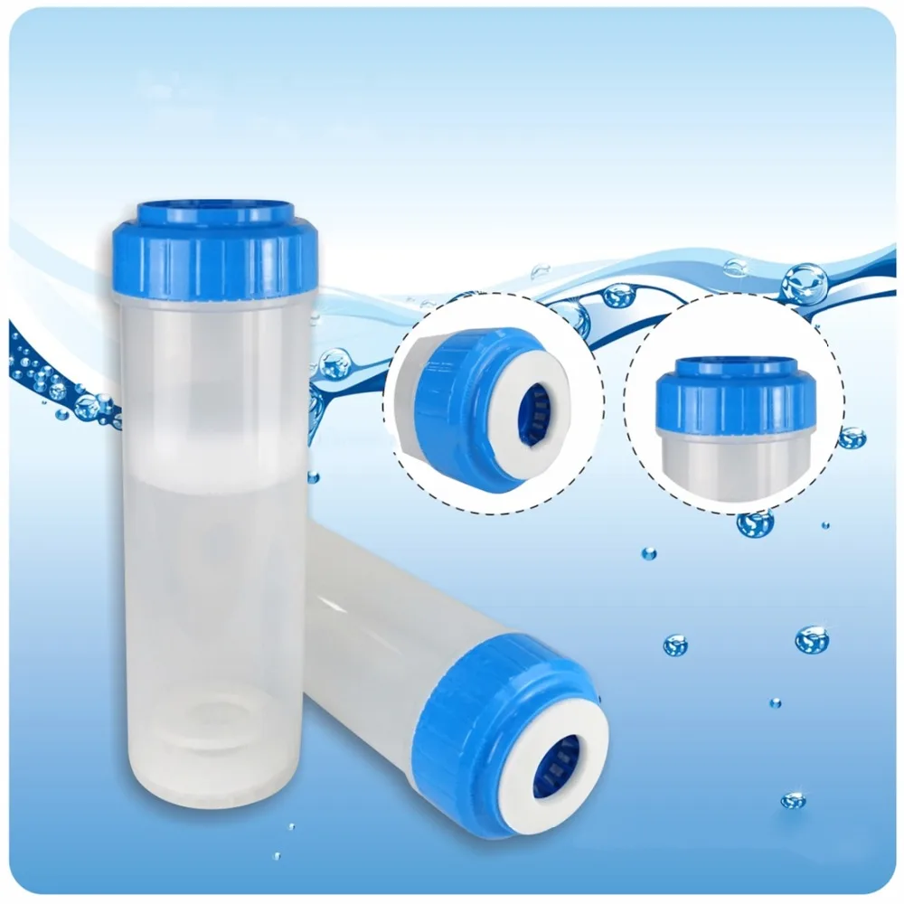 

Standard 10 Inch Empty Replacement Water Filter Cartridge Clear DI RESIN CARBON RO Water Filtration Refillable Canister Parts