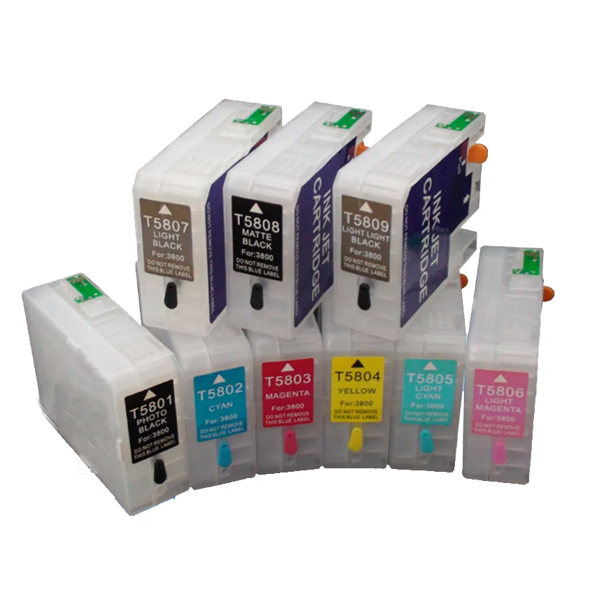 9pcs T5801 Refillable Ink Cartridge for Epson Stylus pro 3880 pro3880