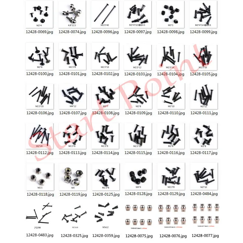 

12428 12423 Include All Screws Ball Head Round Head Screw Spare Parts For WLtoys 12428 12423 R/C Truck Model Car