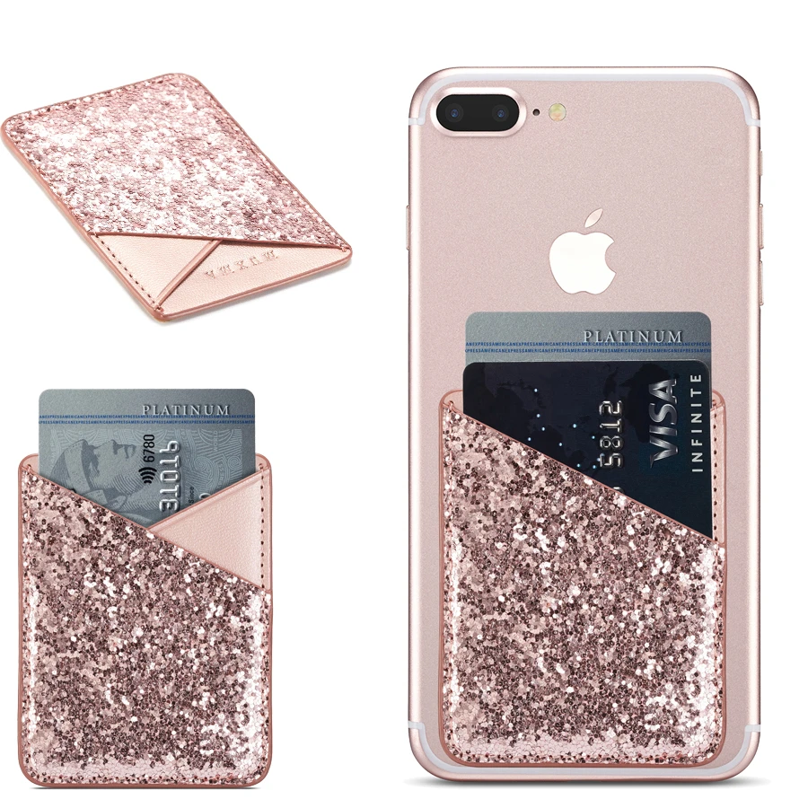 Bling Leather Card Holder Sticker For iPhone 12 11 Pro Max XS X XR 7 8 Plus Huawei Samsung A51 A71 S20 Ultra Note 10 Phone Case case for iphone 7