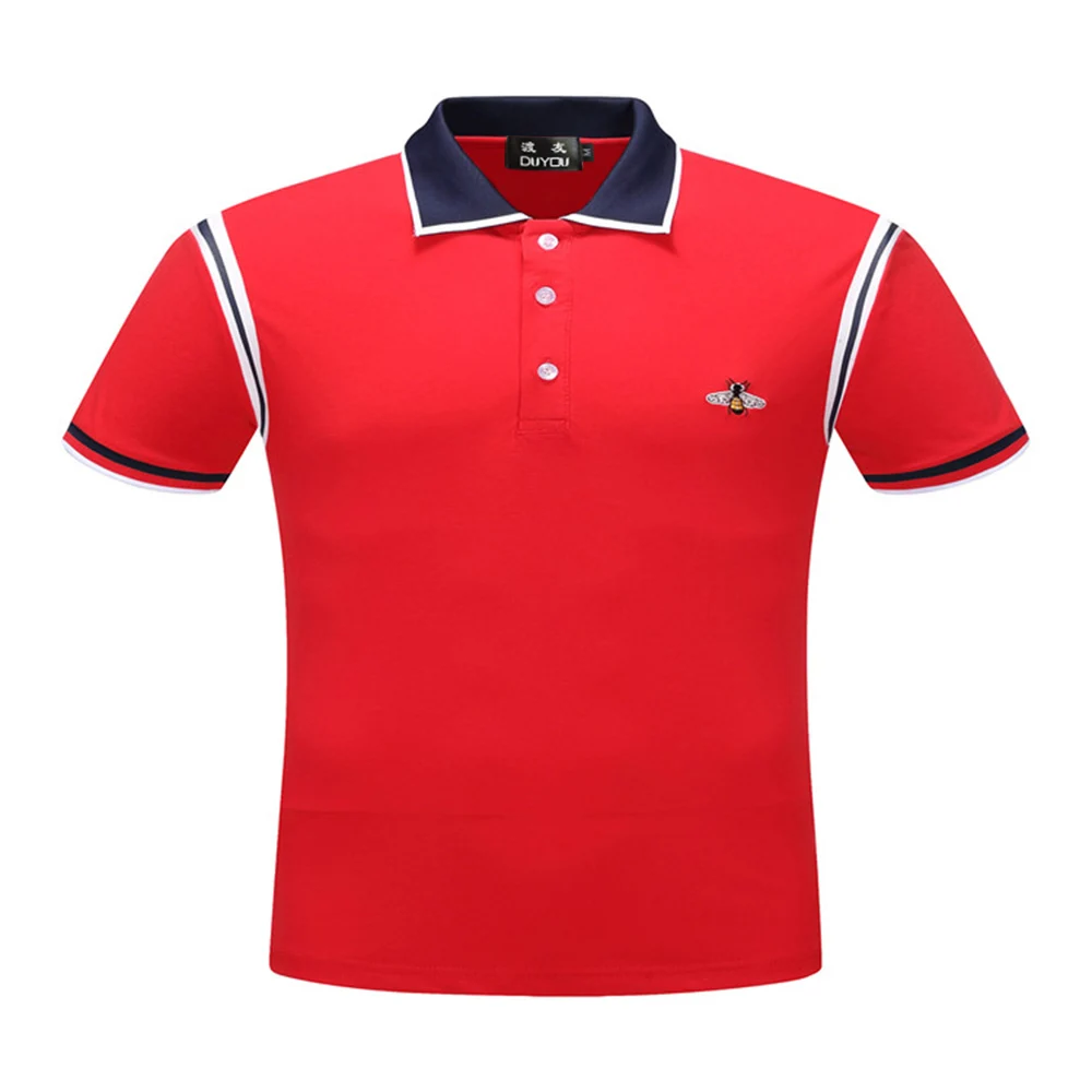 DUYOU, новинка, Роскошные Дизайнерские мужские рубашки поло, Мужская брендовая одежда, простые повседневные Лоскутные мужские Поло, высокое качество, хлопок, DY703084 - Цвет: Красный