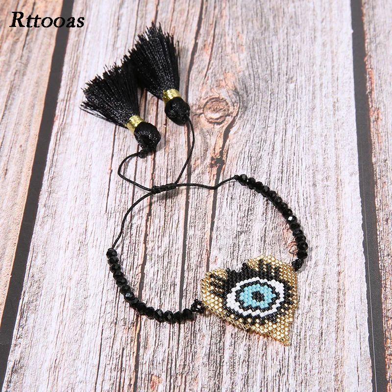 

Rttooas Miyuki Beads Evil Eye Bracelet for Women Heart Shape Lover Bracelet Handmade Friendship Jewelery Dropshipping