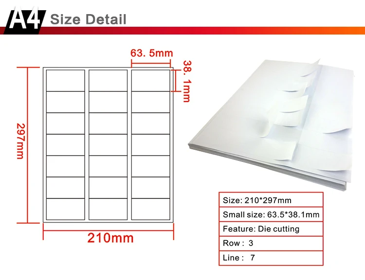 Jato de Tinta a Laser Impressão de Etiquetas de Papel Folhas Etiqueta Autocolante 3x7 Amazon Fba 21-up 1050 Pcs 64.5mm x 40mm Rótulo Gl-27 50 a4 2 jato de tinta a laser impressão de