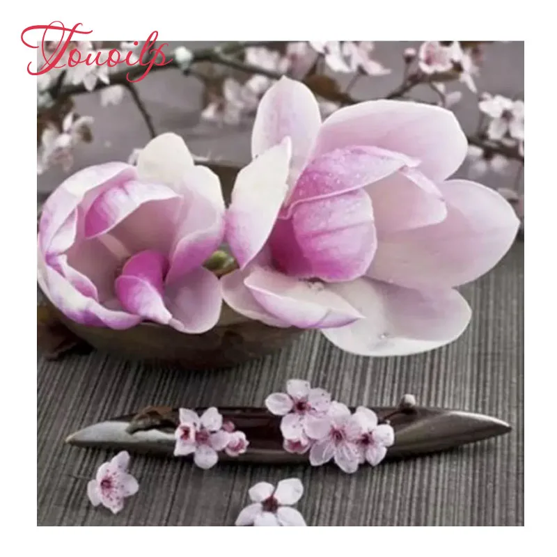 

Full Square&round Mosaic Painting Drill Resin Embroidery 5D Pink magnolia Diamond Painting Handmade Cross Stitch Kit Crafts