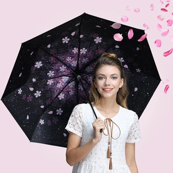 

Automatic Umbrella Rain Woman Three Folding Sun Parasol Ladies High Quality Sunshade Umbrella Anti-UV Windproof Flower Umbrella