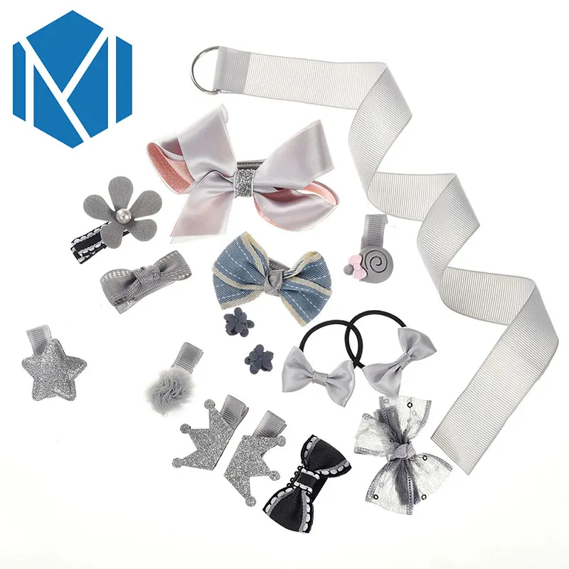 

M MISM 1 Set Bow Hairpins Gum for Hair Headwear Children Girl Bow-knot Crown Barrettes Scrunchy Princess Hair Accessories