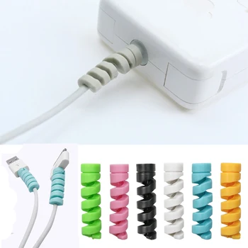

2Pcs Silicone Spiral Cable protector for iphone Usb Charger Cable Data Line Cord Protector Case Cover Winder Line Sleeve