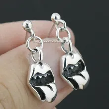 925 пробы серебро Рот язык мужские Байкер-рокер серьги-гвоздики в форме 8M020A_# Сопряжение