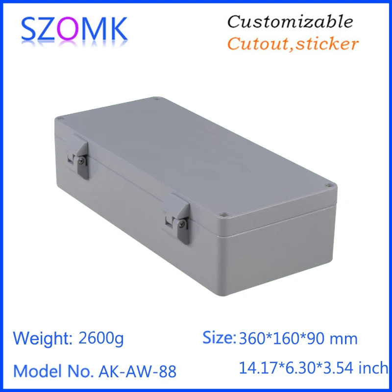 

1 piece, 360*160*90mm IP66 waterproof aluminum die casting project case szomk aluminum control box electronics junction box