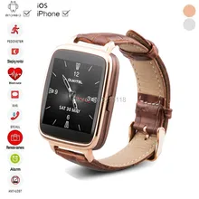 2016 New Bluetooth Smart Watch Heart Rate Monitor Wearable Devices Passometer Leather smartwatch for Android ISO OS PK KW18 DZ09