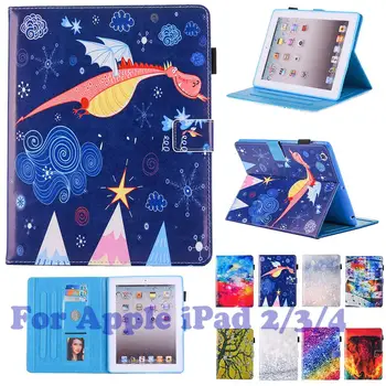 

For Apple ipad 2 ipad 3 ipad 4 Tablet Cover 9.7 inch Elephant Drogan Pattern Printed Funda for Ipad 2 3 4 Case Skin Capa Shell