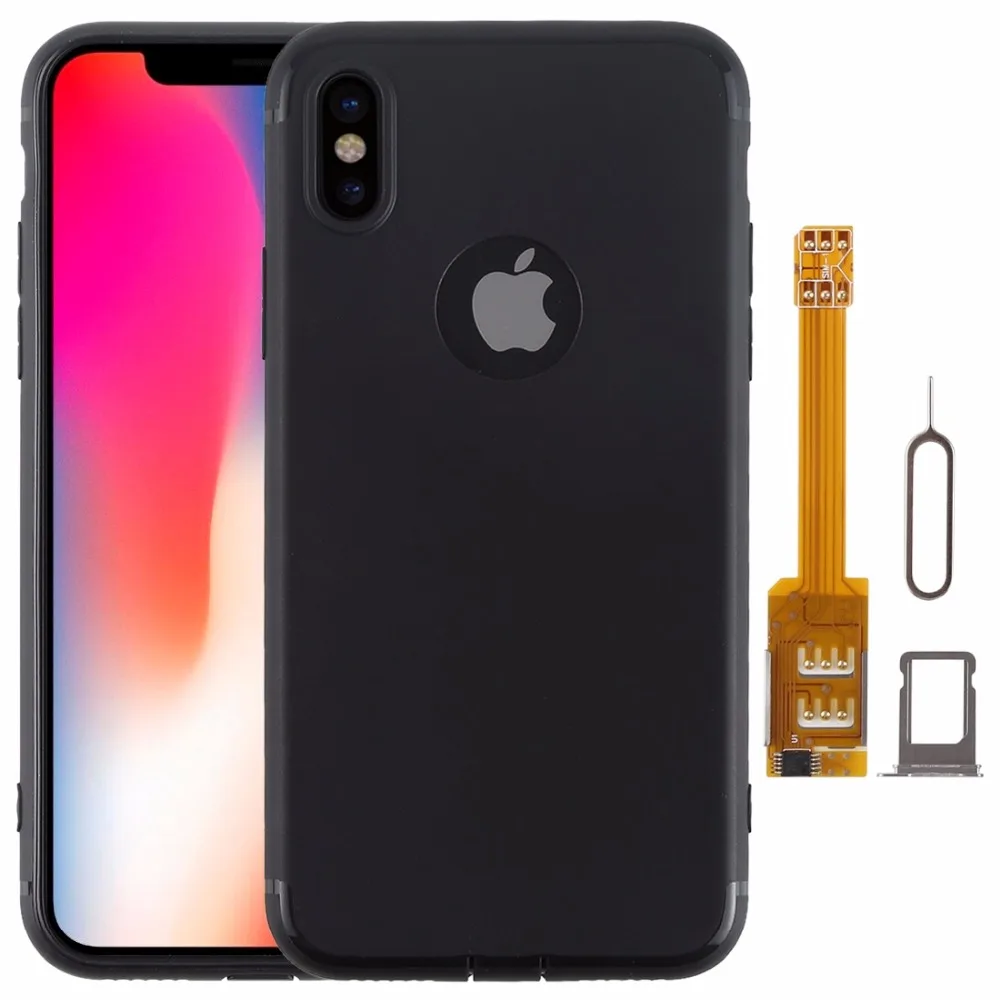 Для iPhone X 2 в 1 адаптер для двух sim карт + чехол из ТПУ с лотком карт/булавка двойная