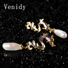 Venidy 2017 New Natural Pearl Drop Earrings Brand Luxury 925 Sterling Silver Wedding Earrings 15-66mm Jewelry Earrings for Women