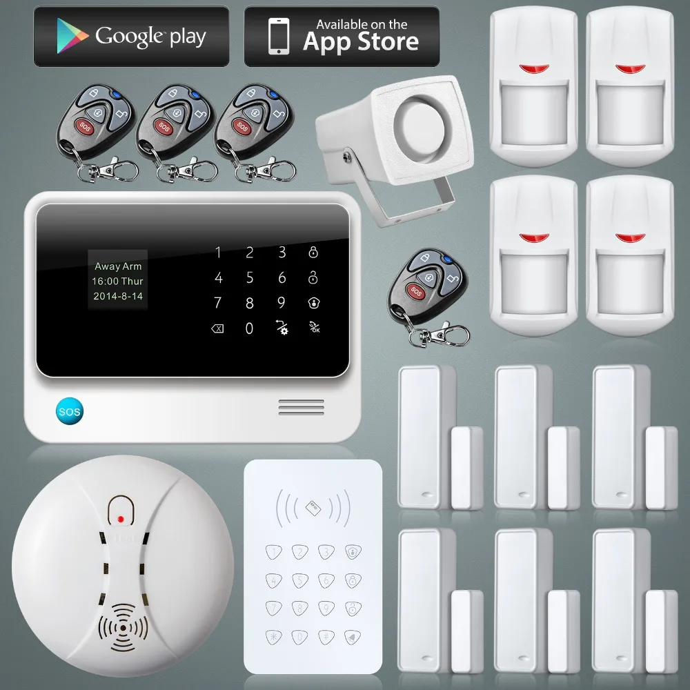 Internet WiFi Alarm System GSM Alarm System GPRS Home Security Alarm System Control IOS / ANDROID APP RFID Keypad 2 tags