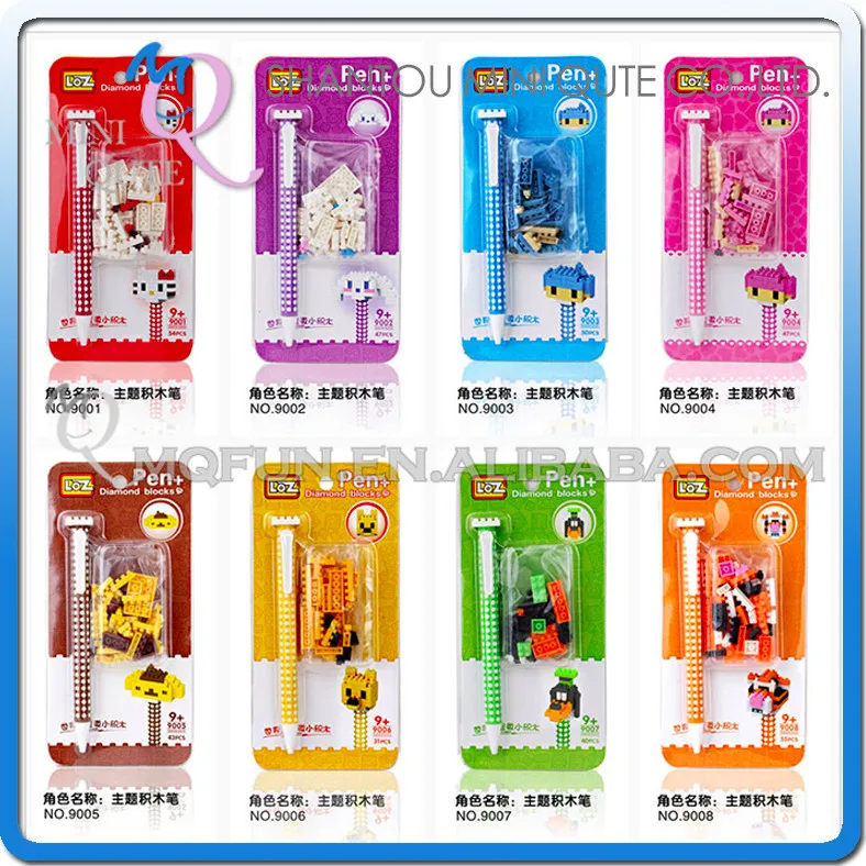 Mini Qute WTOYW LOZ 8 style kawaii Cartoon characters diamond nano stationery pen plastic building blocks bricks educational toy | Игрушки и