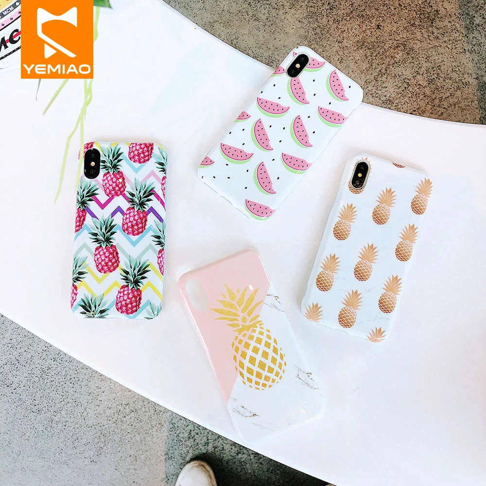 Мягкий чехол с изображением фруктов для iPhone XS Max 7Plus 6 S 8Plus милые летние чехлы