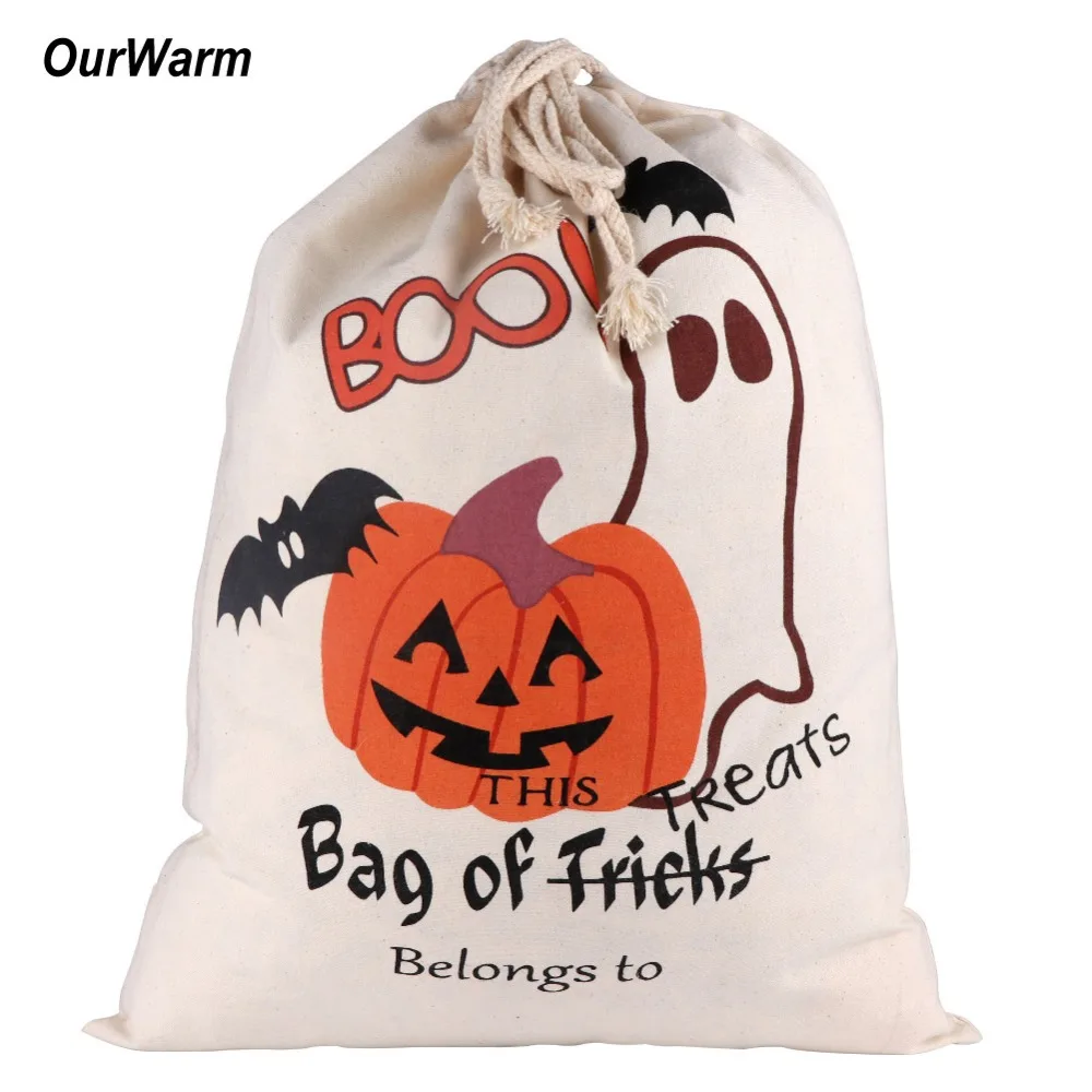 

OurWarm Trick Or Treat Drawstring Pumpkin Gift Bag Halloween Cartoon Pumpkin Spider Printing Halloween Event Party Supplies