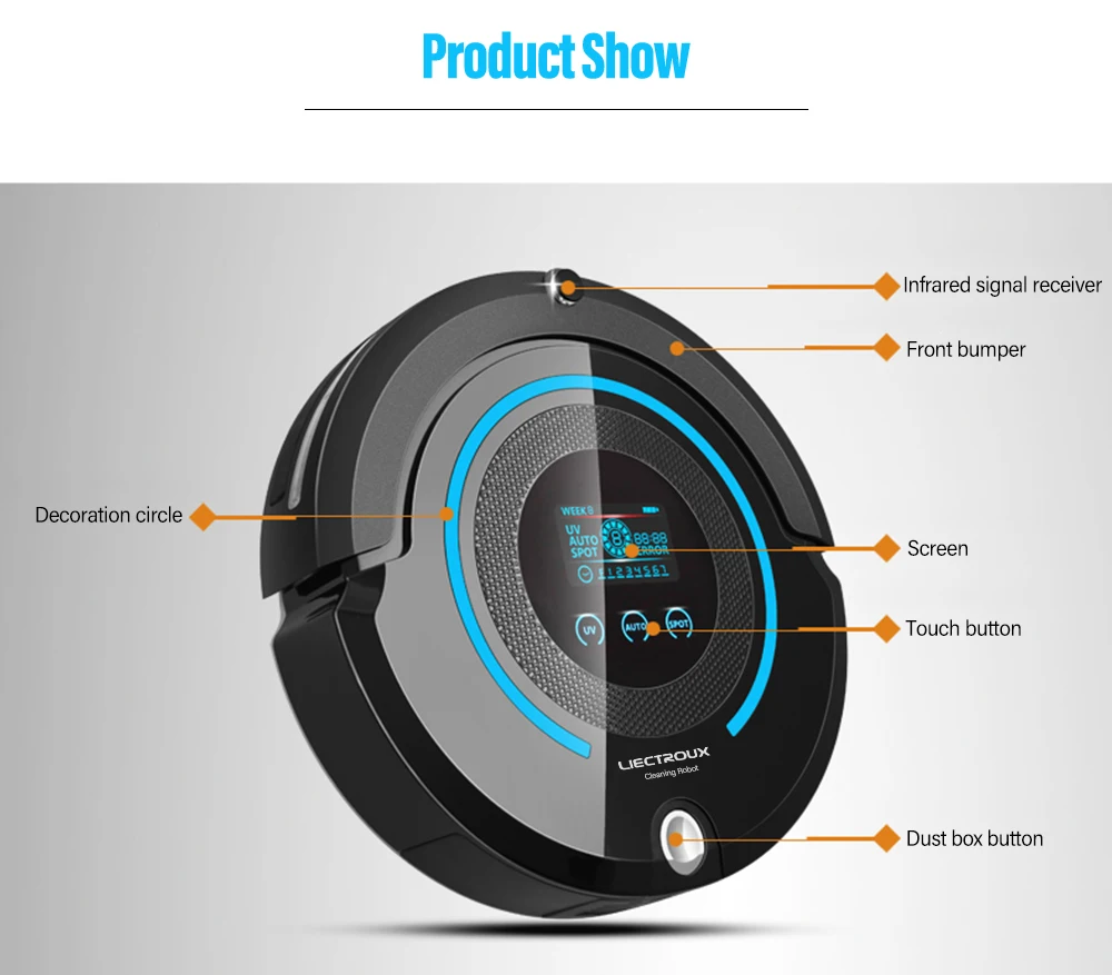 Liectroux A338 многофункциональный автоматический робот-пылесос(развертки, вакуум, Швабра, стерилизация), Расписание, виртуальная блокировка, самозарядка