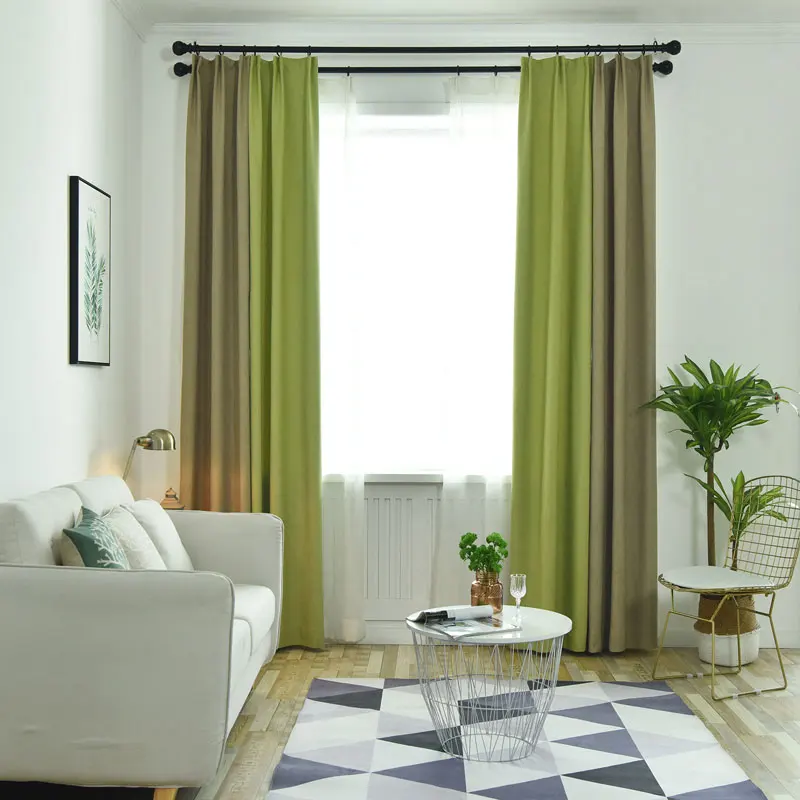 

Wholesale Fabric Spring New Arrival simple modern Stitching curtain blackout curtains for living room bedroom Splicing curtain