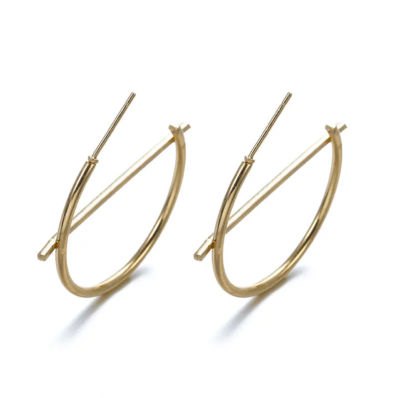 

2019 Fashion Large Hoop Earrings Circle Earrings Simple Earrings Big Circle Gold Color Loop Earrings For Women