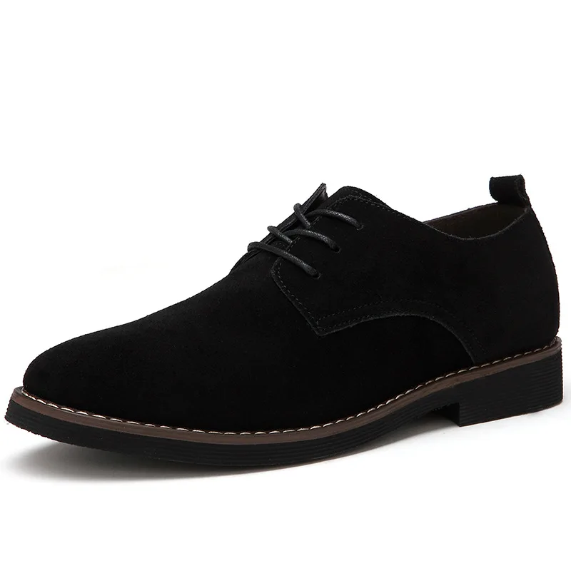 OUDINIAO/Мужская обувь из искусственной замши, повседневная обувь больших размеров, модная обувь в британском стиле, мужская повседневная классическая обувь на шнуровке, мужская обувь - Цвет: Черный