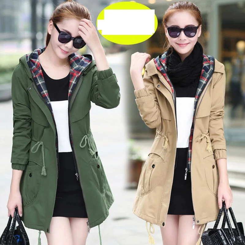 2018 Solide Wine À orange red Capuche Hiver Tranchée Blue Survêtement La Manteau Coupe Automne Nouvelle Casual Mode Femmes 4xl Mince Taille khaki Couleur Armygreen navy Plus vent Printemps fIwqPWpZ