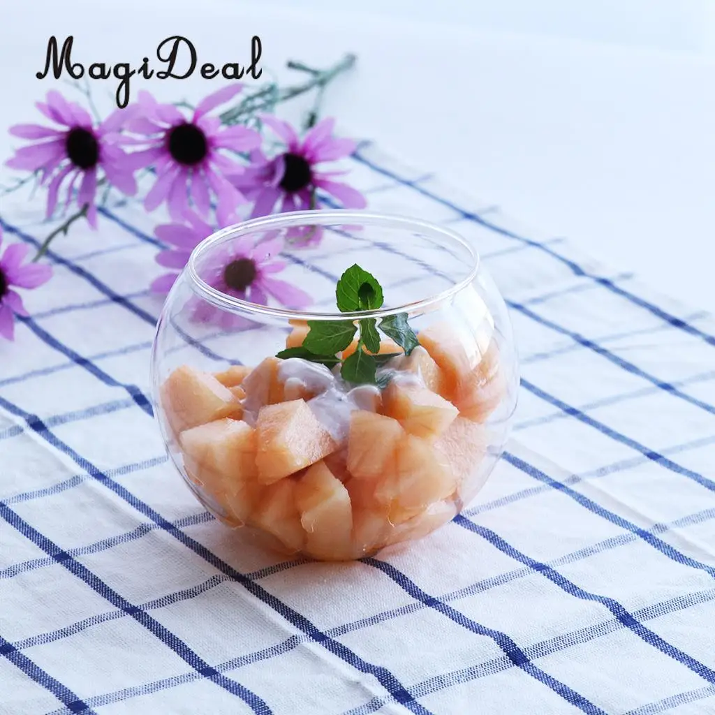 

MagiDeal Delicate Round Clear Glass Vase Fish Tank Ball Bowl Flower Plant Terrarium Craft for Home Office Wedding Candles Decor