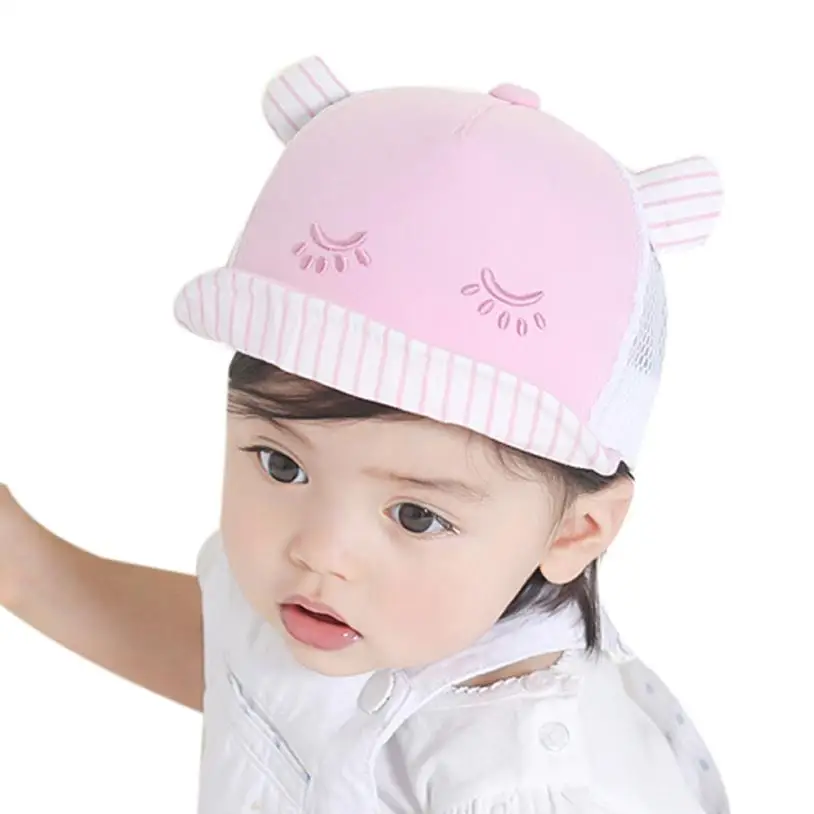 

2017 # Baby Kids Hat for girl boy Cap Eyes Print Mesh Soft Brim Flanging Sun Baseball tmall winter Newborn