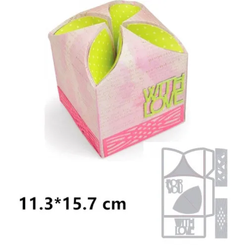 

3D Box WITH LOVE Word Metal Cutting Die Scrapbooking Card Making Album Craft Dies Embossing Die Cut Paper Template Decoration