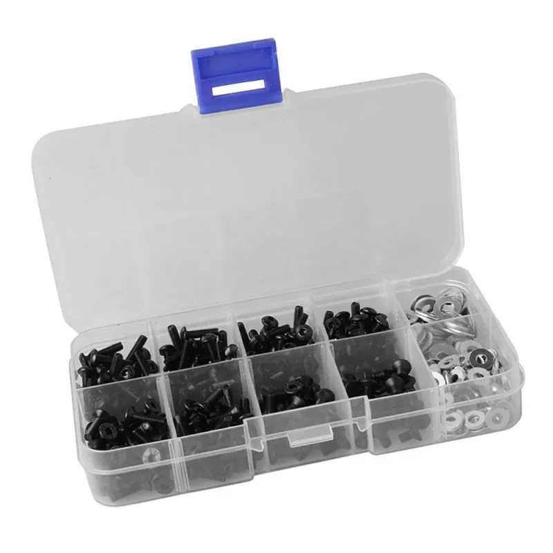 340pcs/180pcs M3 Flat & Round Head Screws Set Accessories Box For 1/10 HSP RC Car 10.9 High-strengt Screw Remote Control RC Part