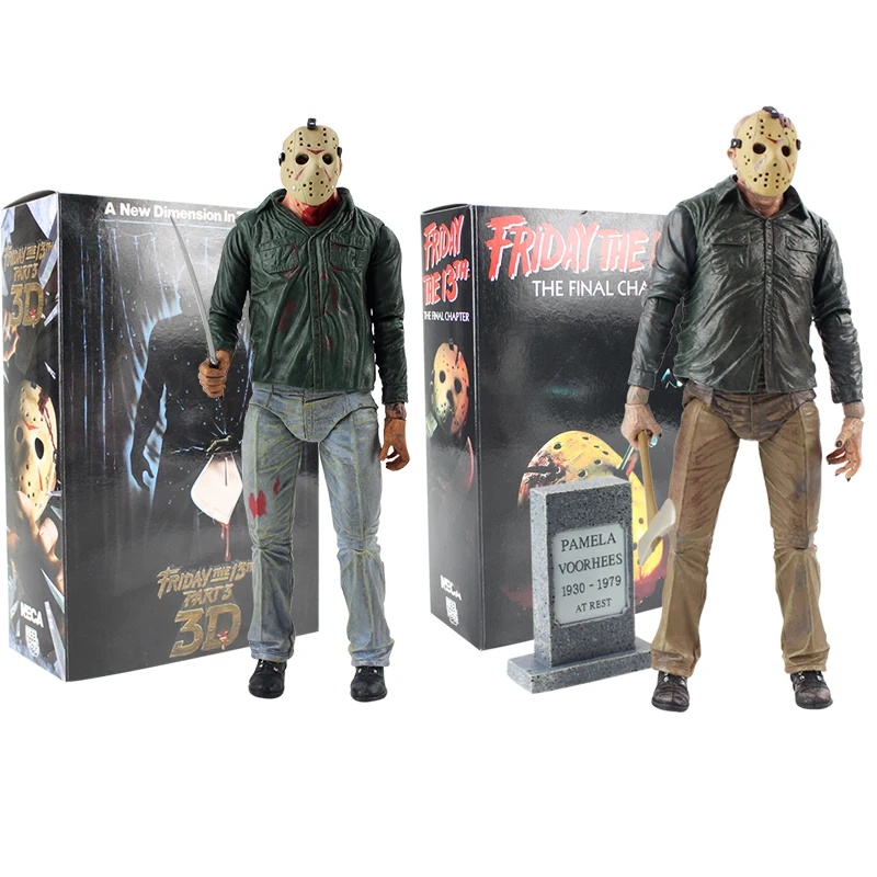 

NECA Friday The 13th Jason Pamela Voorhees Action Figure Final Chapter Jason 3D Mask Saw Axe Sword Knife Terror Model Toys