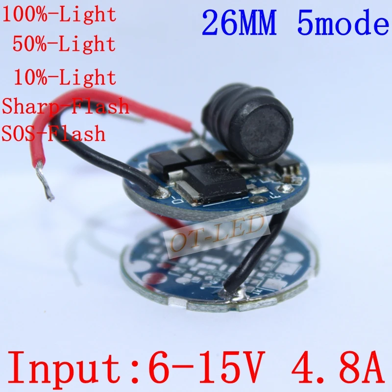 Cree XLamp XHP70 6V LED Driver 26MM DC6V 15V 1mode 3mode 5mode Input 4800mA Output For