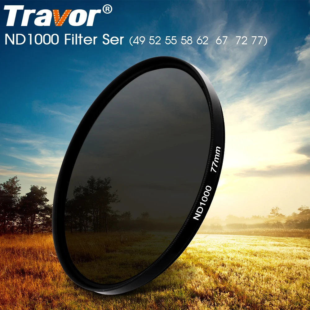 

Tarvor Neutral Density ND Filter ND1000 Filter 49mm 52mm 55mm 62mm 67mm 72mm 77mm For Nikon Canon DSLR Cameras Accessories