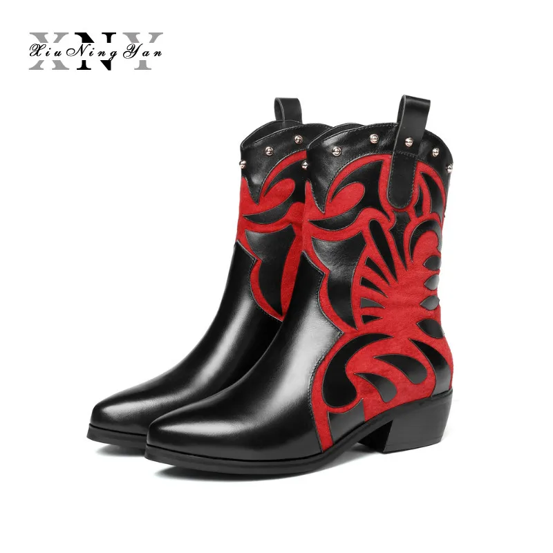 

XIUNINGYAN 2018 Snow Boots Women Boots Fashion Zipper Genuine Leather Round Toe Ladies Boots Simple Mid Calf Boots Woman Shoes