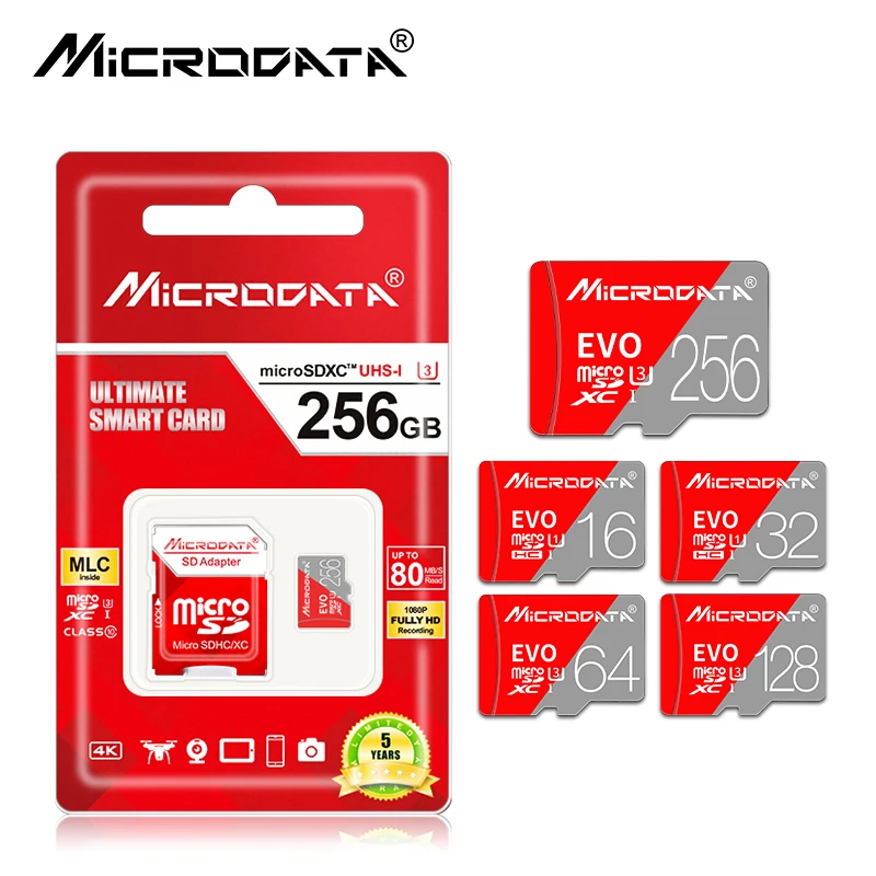 MicroData Memory Card 256GB 128GB 64GB U3 80MB/S 32GB 16GB Micro sd