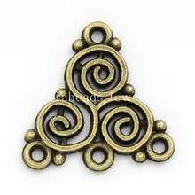 Doreen Box Lovely Connectors Findings Triangle Antique Bronze Spiral Pattern 20×19.5mm,50PCs (K02113)