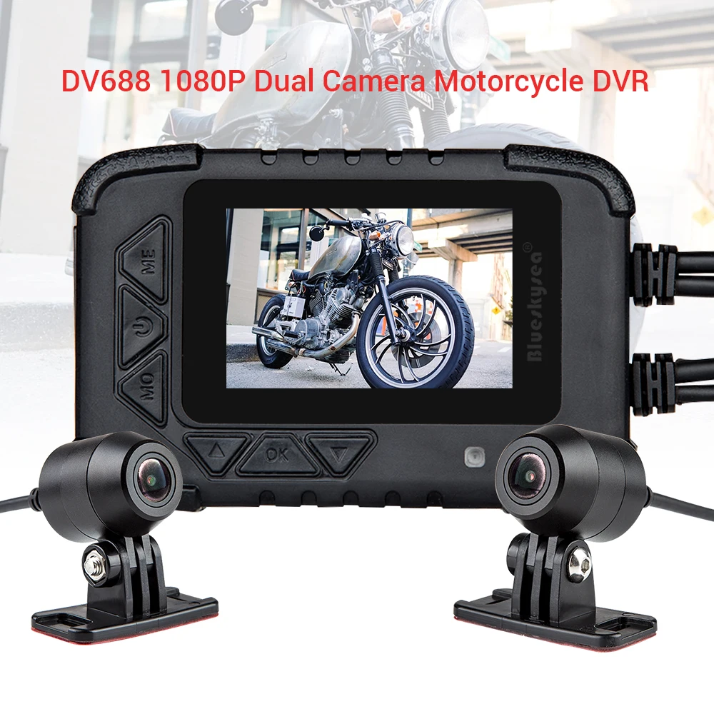 

Motorcycle vehicle Camera 1080p Auto DVR GPS Motor Dash Cam with front back dual Portable Front Rear camcorders Recorder Black
