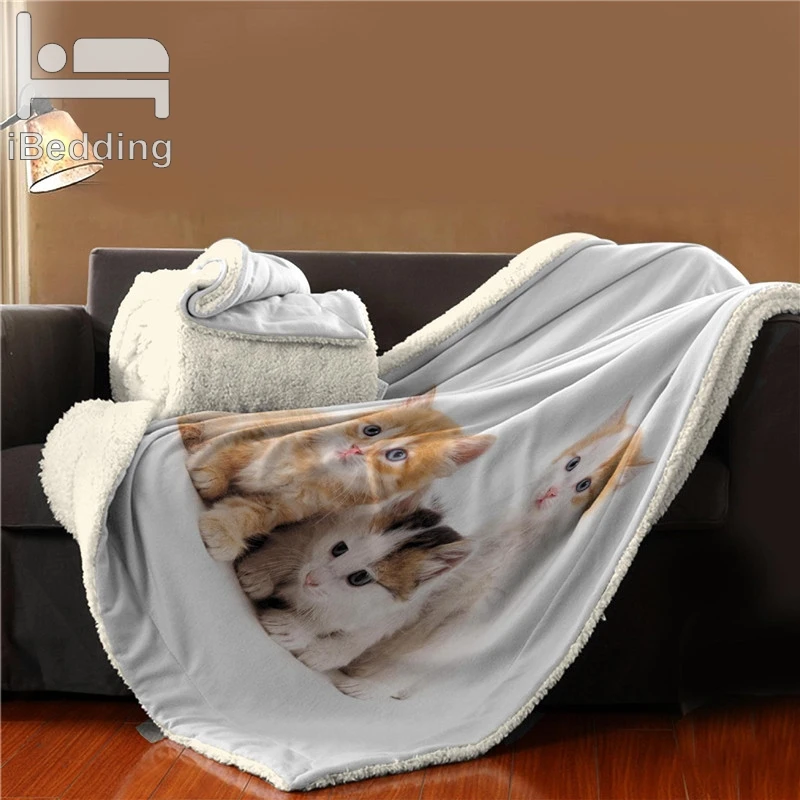 7 Styles Pet Cute Print Cat High Quality Thick Cotton Throw Blanket