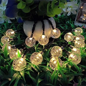 

New 8-mode 30 LED 6.5m Crystal Ball Solar Lamp Power LED holiday Lamp String Solar Ring Garden Outdoor Decoration
