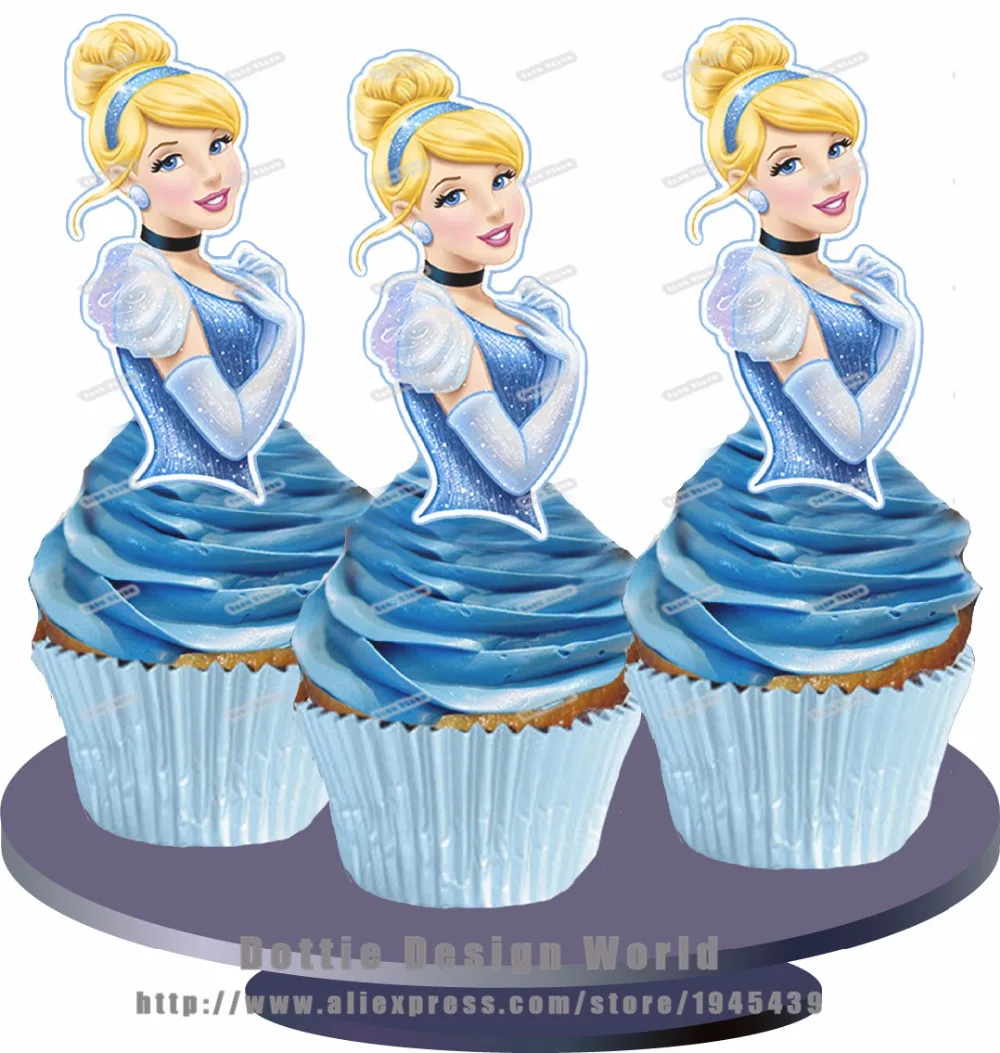 12 Принцесса Золушка съедобный торт Топпер Вафля рисовая бумага торт центральный кекс печенье украшения на заказ день рождения торт Декор