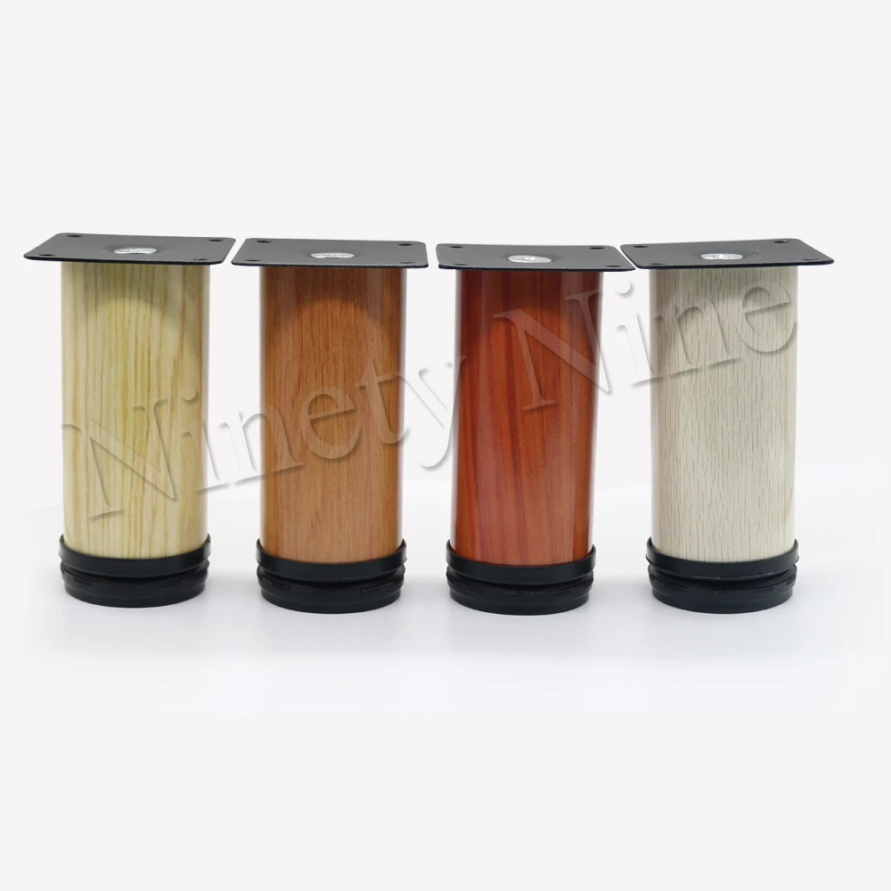 4Pcs-Furniture-Cabinet-Metal-Legs-Adjustable-Stainless-Steel-Kitchen-Feet-Round-Wood-grain-64x120mm-16x-Screw